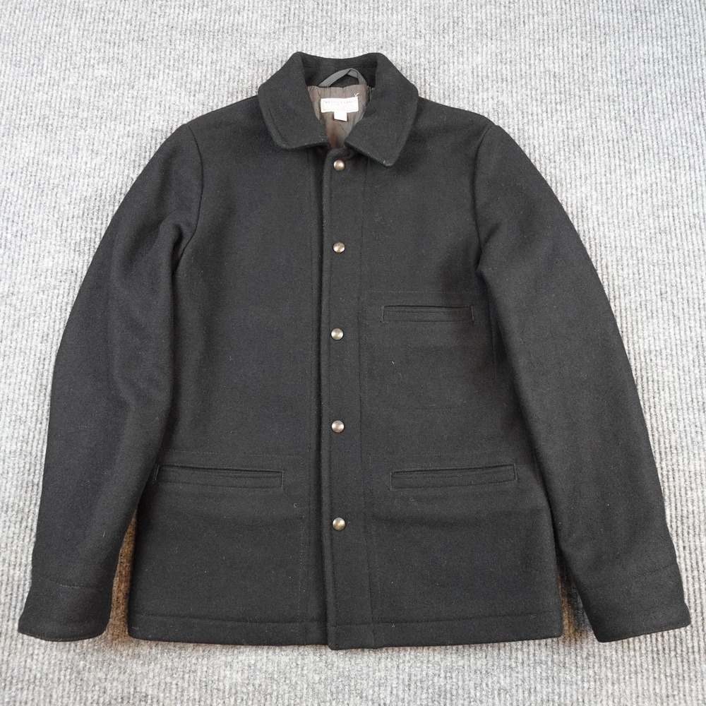 Wallace & Barnes Jacket Mens Small Black Wool Quilted Lined Thinsulate Insulated